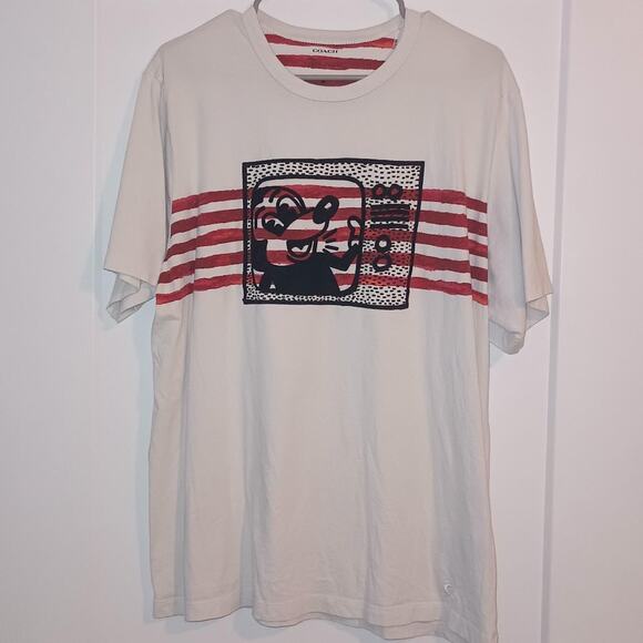 Coach x Disney x Keith Haring - Mickey Mouse TV T-Shirt - Red & White - Size XL - Picture 1 of 5